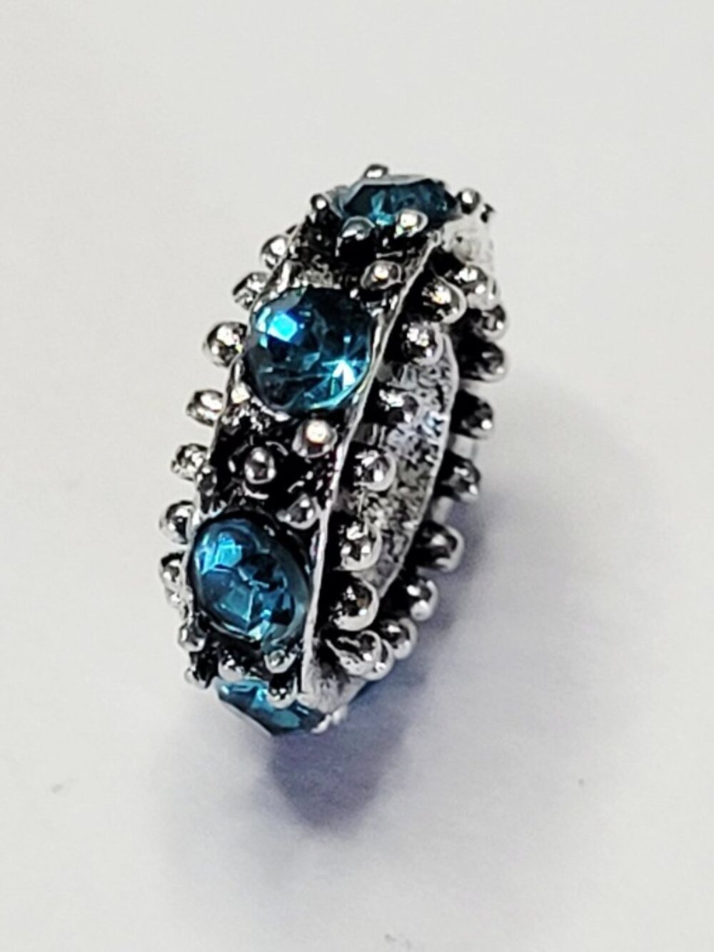 NWT For Pandora Charm Bracelet Individual Round Blue And Silver Color Charm Bead